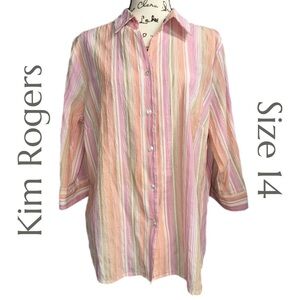 Kim Rogers Pastel Striped Blouse Size 14